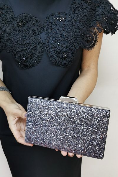 NAZART Βραδινό φόρεμα με παγιέτες Platinum Γυναικείο Clutch Βραδινό Τσάντα