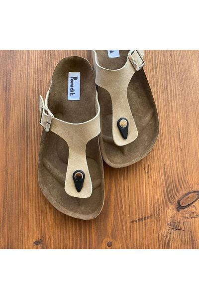 Pomidik Γυναικείες σαγιονάρες Nubuck σε μπεζ χρώμα
