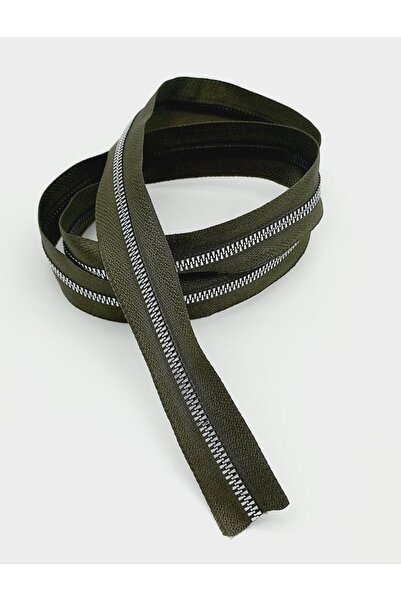 angel çanta aksesuar سحاب فضي 100 سم لون أخضر كاكي