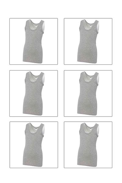İki Yıldız Boy's 6-Piece Gray Color Ribbed Suspender Undershirt