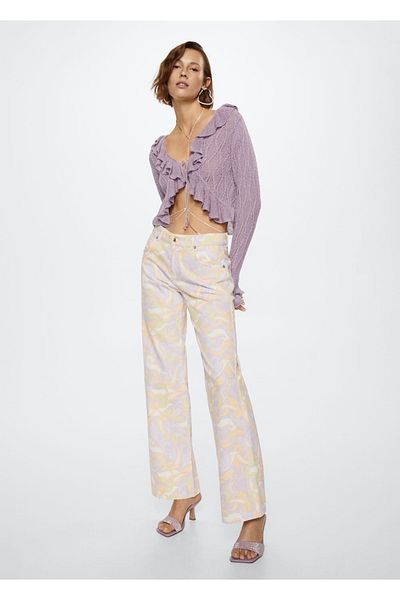 MANGO Woman Flounced Knitwear Cardigan