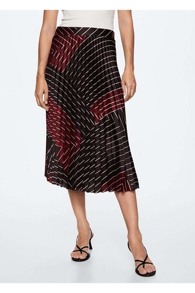 MANGO Woman Fustă plisată cu model