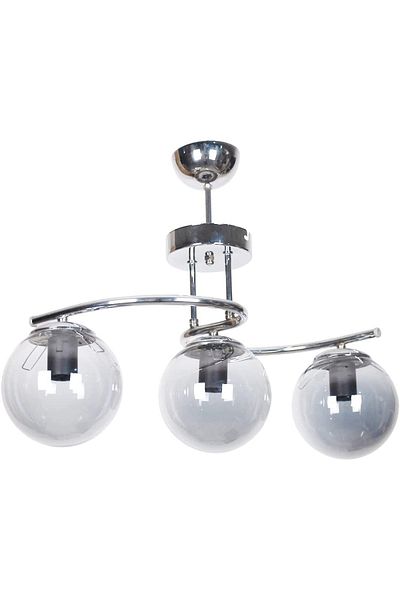 Fer Avize Linda Modern Design Chrome Color Smoked Glass Living Room - Kitchen - Bedroom 3-Piece Chandelier