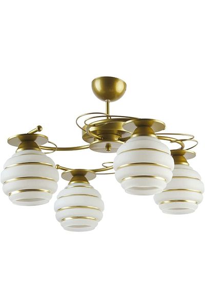 Fer Avize Goldina Modern 4-Piece Chandelier Plonyer - Living Room and Bedroom Set with Glitter and Glass