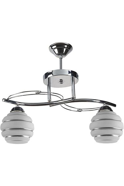Fer Avize Rengin Modern Chrome Color 2046 Silver Glass Living Room - Kitchen - Bedroom 2-Piece Chandelier