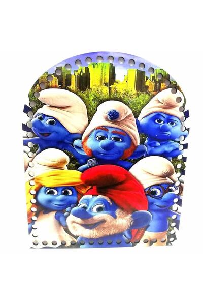 orhanucuzluk لوحة حقيبة ظهر خشبية C14 السنافر