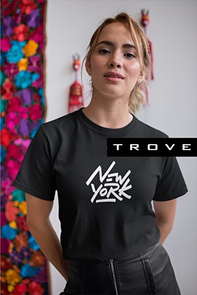 TROVE Unisex Γυναικεία Ανδρικά μπλουζάκια New York Ny City με στάμπα μαύρο κα...