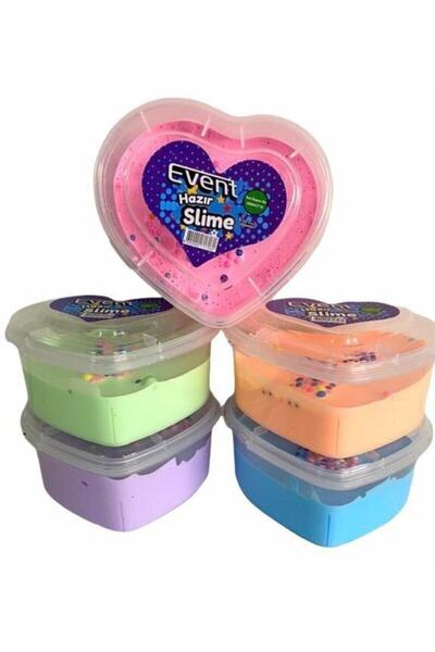 EVENTİ Pastel Renk 170gr Kalpli Hazır Slime 5'li Set