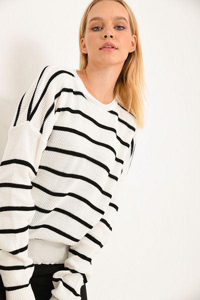 VOLT CLOTHİNG Pulover oversize tricot cu dungi pentru damă
