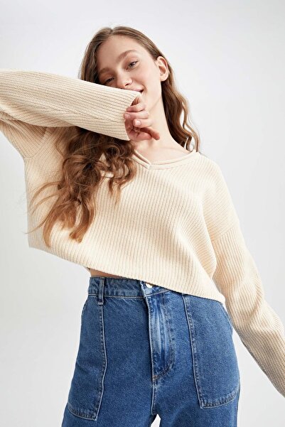 DeFacto Sweater - Beige - Oversize