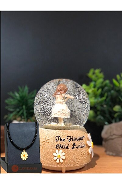 Lapidaria Papatya Temalı Işıklı Müzikli Püskürtmeli Kar Küresi Büyük Boy Ve P...