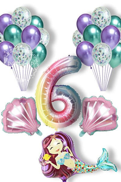 PARTİAVM Mermaid Balloon Full Party Decoration Set