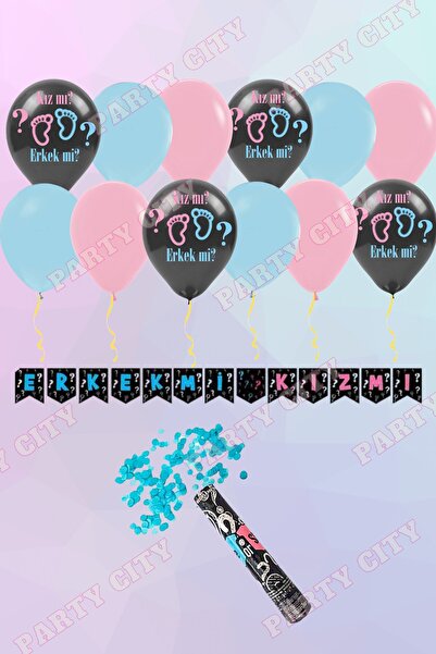 Party City Cinsiyet Belirleme Mavi Konfetili Partisi Seti