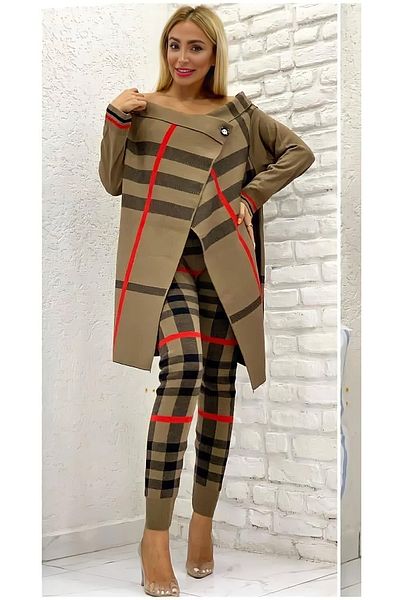şems fashion Thick Knitwear Fabric Trousers and Top Double Knitwear Set