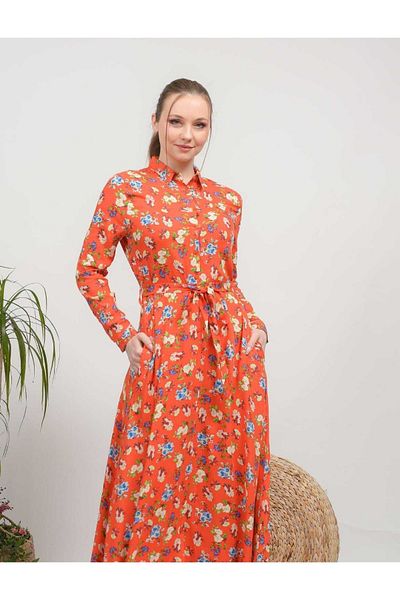 CİXAPLE Rochie lungă din viscoză cu guler cămașă