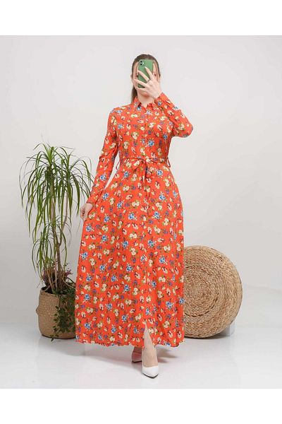 CİXAPLE Rochie lungă din viscoză cu guler cămașă