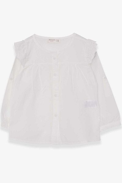 Breeze Baby Girl Shirt with Scalloped Ecru Shoulders (9 Months-3 Years)