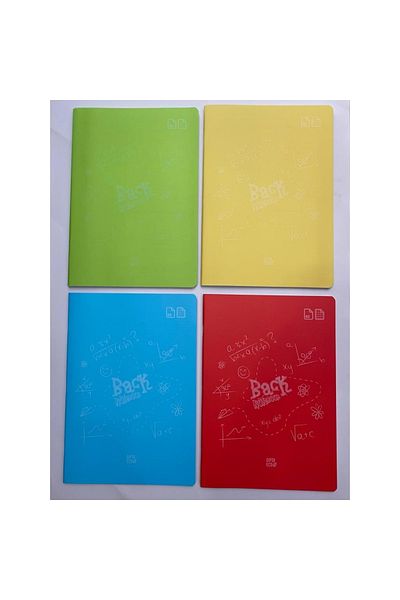 Gıpta Back A4 Notebook Plastic Cover Wire Stitched 80 Sheets 2 Lined +2 Checkered (4 Pieces)