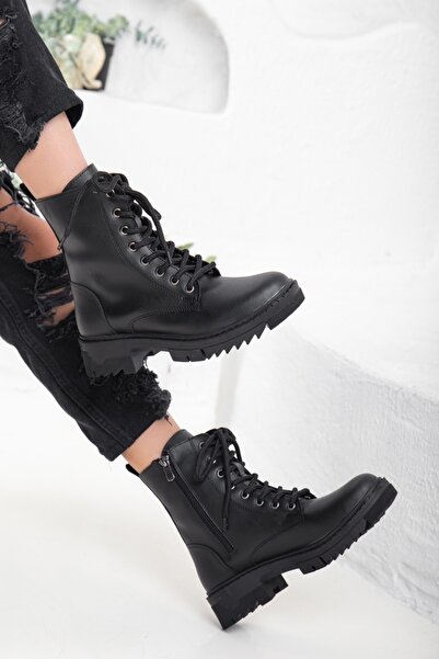 SOFT FASHION Kadın Siyah Kışlık Postal Bot & Bootie - Topuk 3 Cm