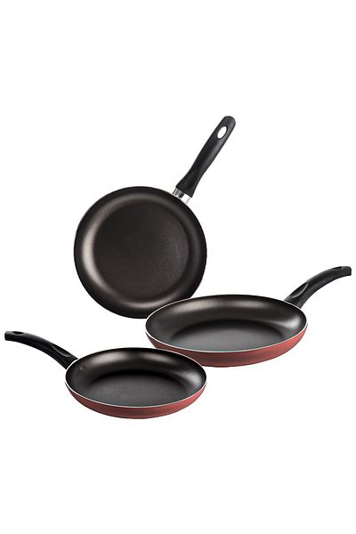 Mehtap Turquoise 3-Piece Teflon Pan Set - 18 22 26 cm Fireproof Non-Stick