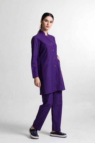 BAŞAK Set de tricou pentru medic asistentă cu guler violet pentru femei