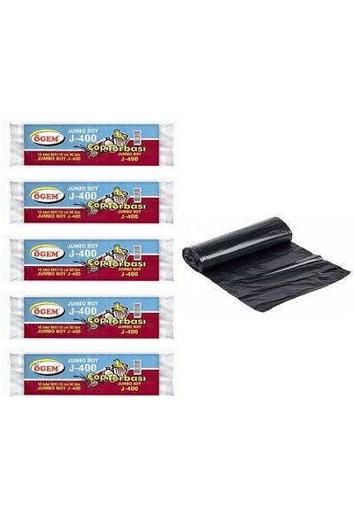 Ögem J-400 Jumbo Size Garbage Bag 80x110 Cm 90 Lt 10-Piece Roll 5 Pack