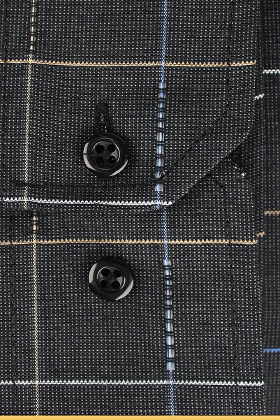 Varetta Ανδρικό μαύρο καρό μακρυμάνικο πουκάμισο με κουμπιά κλασικής κοπής