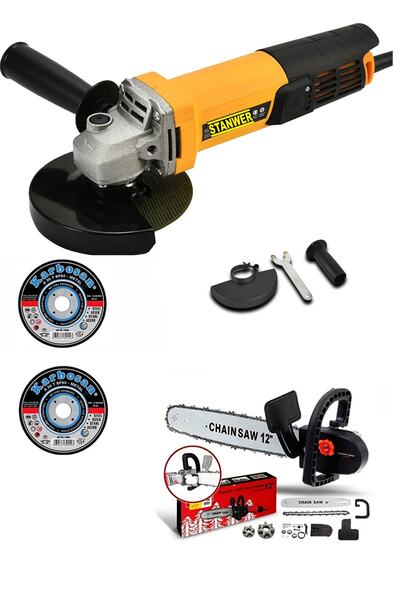 Genel Markalar X Model Avuç Içi Taşlama Spiral Makinası 125mm Ve Zincirli Testere Aparatı