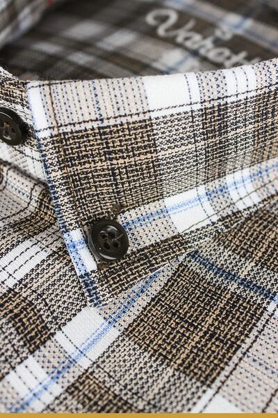 Varetta Ανδρικό πουκάμισο με καφέ καρό μακρυμάνικο κλασικό κομμένο γιακά με κουμπιά