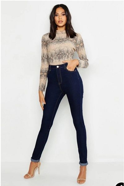 Trn JNS Pantaloni de blugi skinny de culoare albastră, fără decolorare