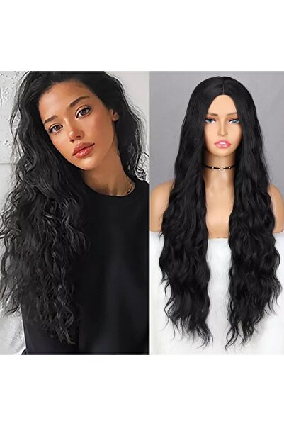 Fenomen Peruk Μαύρη Περούκα Χωρίς Περκέ Κυματιστή Πολυτελής