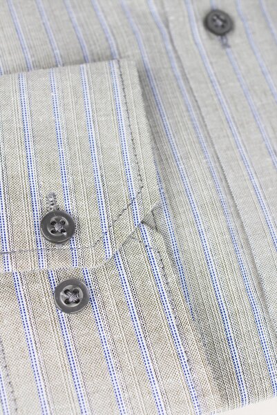 Varetta Ανδρικό πουκάμισο με μακρυμάνικο κλασικό κομμένο γιακά με γκρι ρίγες