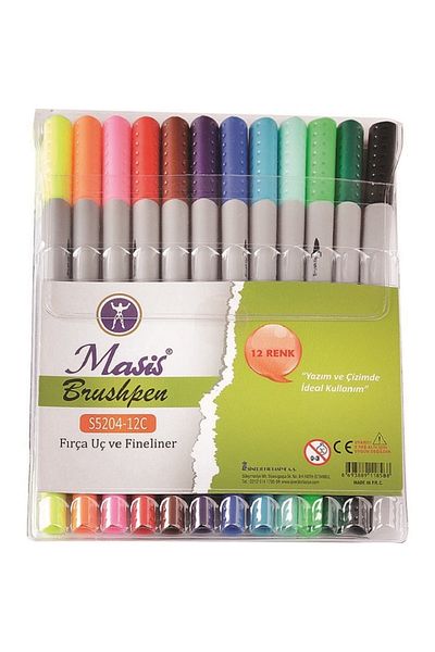 Masis Brushpen Brush Tip Drawing Pen 12 Colors