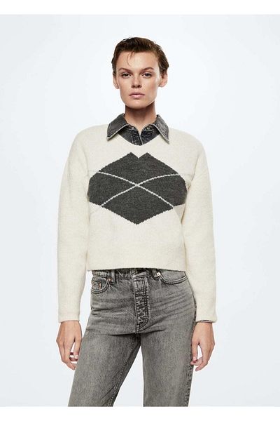 MANGO Woman Geometric Patterned Sweater