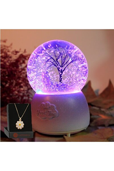 Lapidaria Ağaç Temalı Işıklı Müzikli Püskürtmeli Kar Küresi Büyük Boy Ve Papa...