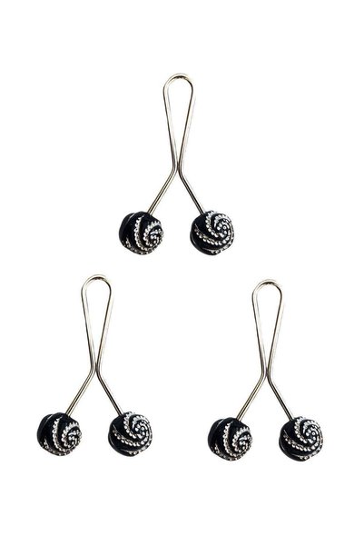 OEM 3 Pieces Hijab Scarf and Shawl Clip Black Patterned