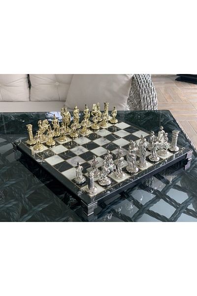 POLO BLUE Antique Novel Gladiator Figured Chess Set