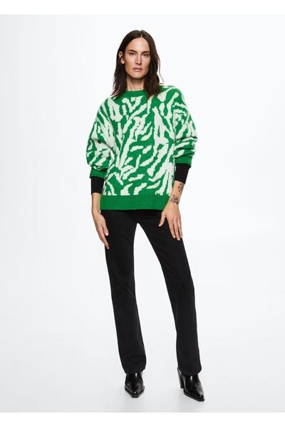 MANGO Woman Hayvan Desenli Triko Kazak