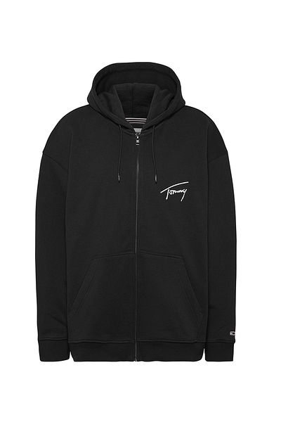 Tommy Jeans Schwarzes Damen-Sweatshirt mit Kapuze und Kragen DW0DW13575BDS