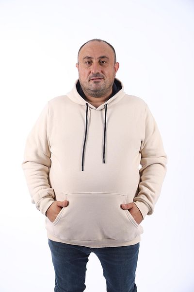 Starbattal Ανδρικό Basic Sweat Hooded 11700-μπεζ μεγάλου μεγέθους