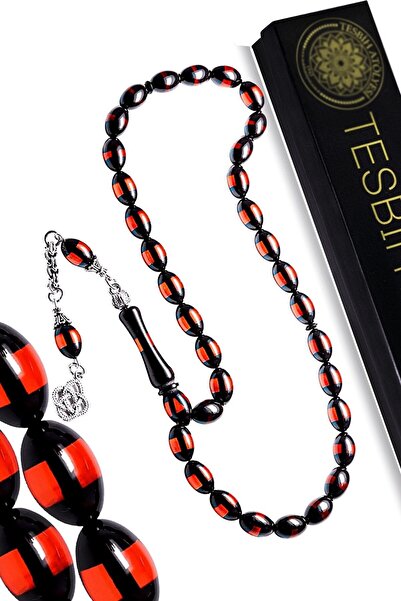Tesbih Atölyesi Sertifikovani crveno-crni vernijer prah, jantarni molitveni p...