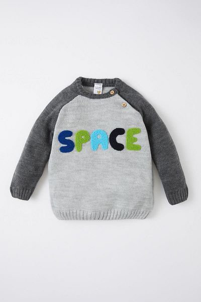 DeFacto Baby Boy Color Blocked Embroidered Sweater