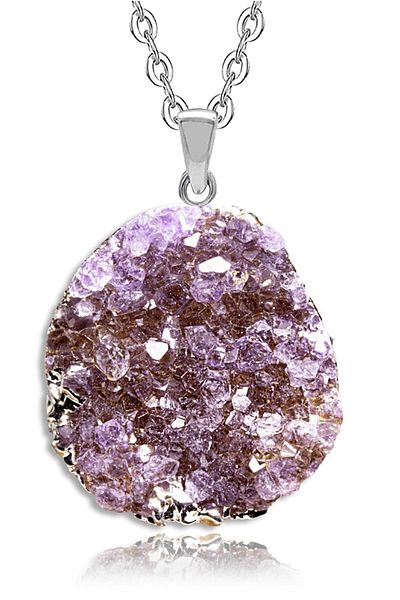 Tesbih Atölyesi Unprocessed Amethyst Natural Stone Necklace (brazil)
