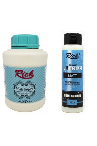 Rich Multisurface Alaçatı Paint 1.75 kg (1250 Cc) 500 Cc Matte Varnish - Mul-1