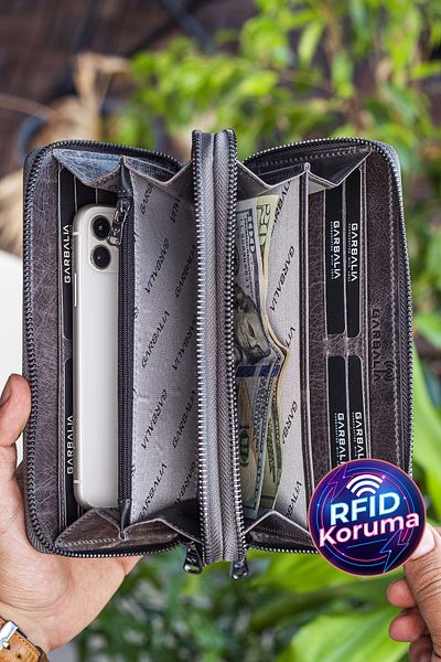 Garbalia Orleans Vintage kožená šedá kabelka peněženka s přihrádkou na telefon