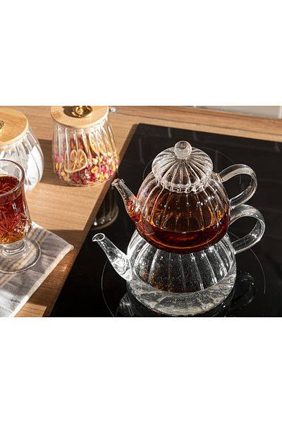 English Home Lla Borosilcate Glass Teapot 600 Ml + 1000 Ml Transparent