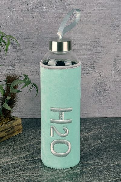 Tohana H2o Glass Flask with Plush Case 600 Ml