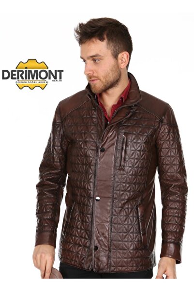 MASERTO Genuine Leather Brown Neymar Embroidered Men's Leather Jacket
