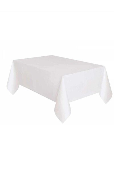 parti pera Plastik Kullan At Küçük Boy Beyaz Renk Masa Örtüsü 120x180cm