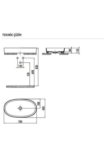Creavit Lp170 Loop Tezgah Üstü Oval Çanak Lavabo 40x70 Cm
